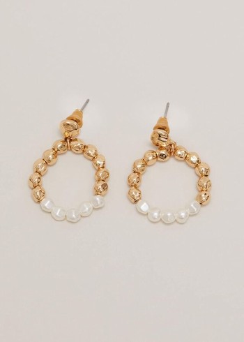 Phase Eight Pearl Hoops Jewellery Gold USA | 1468203-NP